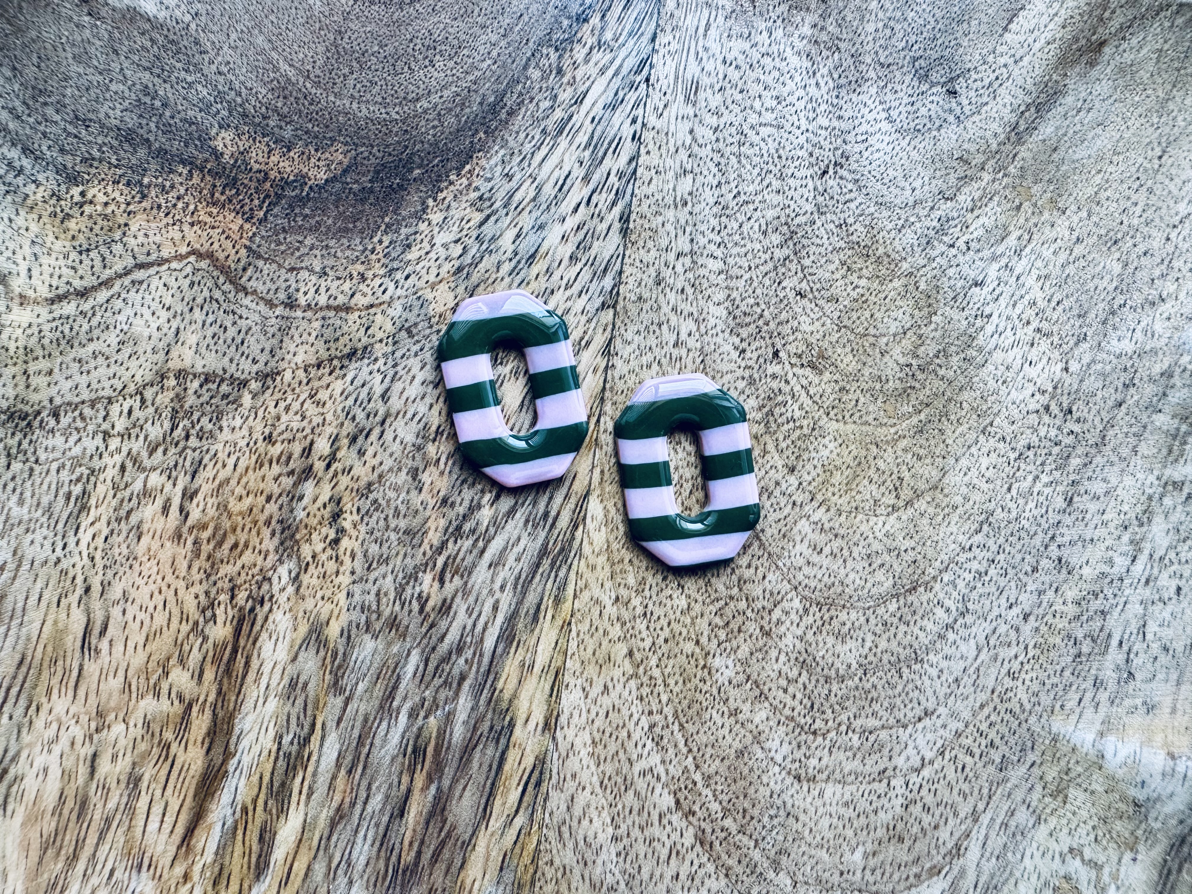 Les marinières rose clair / vert olive
